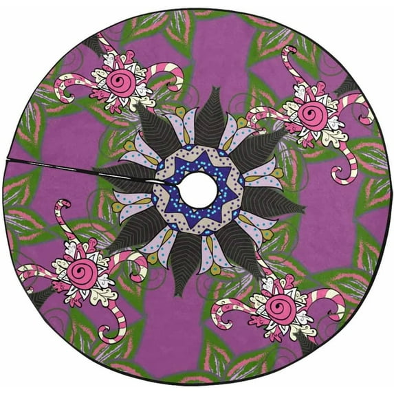 FMSHPON Mandala Purple Xmas Christmas Tree Skirt Stand Mat for Holiday Party Decoration Indoor Outdoor 36 inches