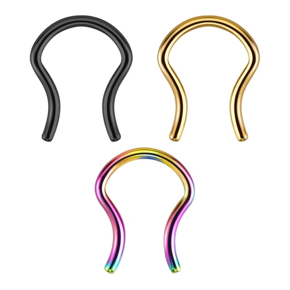 Surgical Steel Septum Ring Titanium Anodized,Gauge (Thickness):14 (1.6Mm),Gold