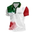 thumbnail image 5 of Men's Polo Shirts Men's Short Sleeve Zip Neck Polo Shirt Italian Flag Print Modern Themed Casual Climate Comfort Everyday Style Lightweight Breathable Dark Green XXL, 5 of 5