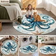thumbnail image 5 of Round Rugs 4Ft, Coastal Octopus Round Area Rug Washable Indoor Throw Carpet, Nautical Botanical Starfish Soft Non Slip Circle Rug for Kitchen Nursery Room Home Decor Aesthetic, 5 of 8