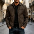 thumbnail image 2 of Casual Jacket Jerdar Men Casual Fashion Solid Zipper Long Sleeve Tturndown Collar Outwear Jacket Coat, 2 of 8