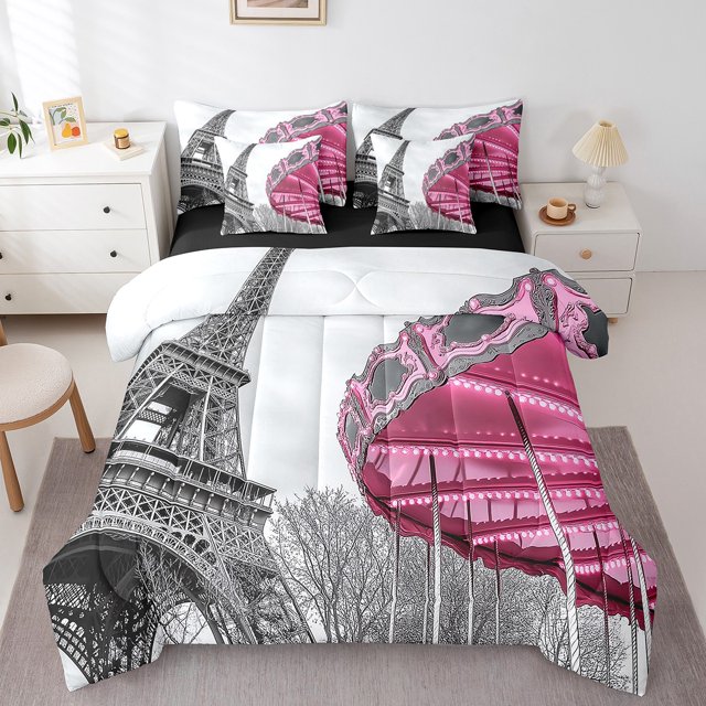 Erosebridal Rustic Cow Bedding Sets Queen Size, Floral Comforter Sets with Sheets, Cartoon Animal Decor, Reversible 7-Piece