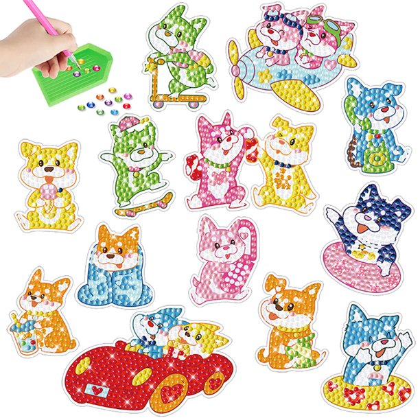 Kits Pegatinas Mosaico Diamantes DIY para Principiantes perro Colorido Cgtredaw