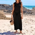 thumbnail image 1 of MKLEKYY Tankini Maillots de Bain pour Femmes Robe Longue d'Été Plage Aguichant Col Rond Dos Nu Sans Manches Robe Smockée Fendue, 1 of 8