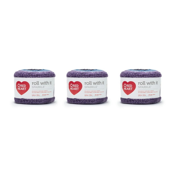 Red Heart Roll With It Sparkle Amethyst Yarn 3 Pack of 150g/5.3oz