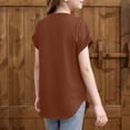 thumbnail image 4 of Dwellite Oversized Short Sleeve T Shirts for Kids Casual Crewneck Comfy Tees Basic Summer Tops 2-13 Years Brown 140, 4 of 5
