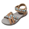 thumbnail image 5 of Rokment Ethnic Athletic Orthotic Walking Sandals for Women Bohemian Beach Comfortable Open Toe Ankle Strap Low Heel Dress Summer Shoes with Arch Support Brown Size 8.5, 5 of 6