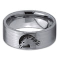 thumbnail image 2 of Tungsten Horse Horses Equestrian Equine Equidae Band Ring 8mm Men Women Comfort Fit Gray Flat Cut Brushed Polished, 2 of 4