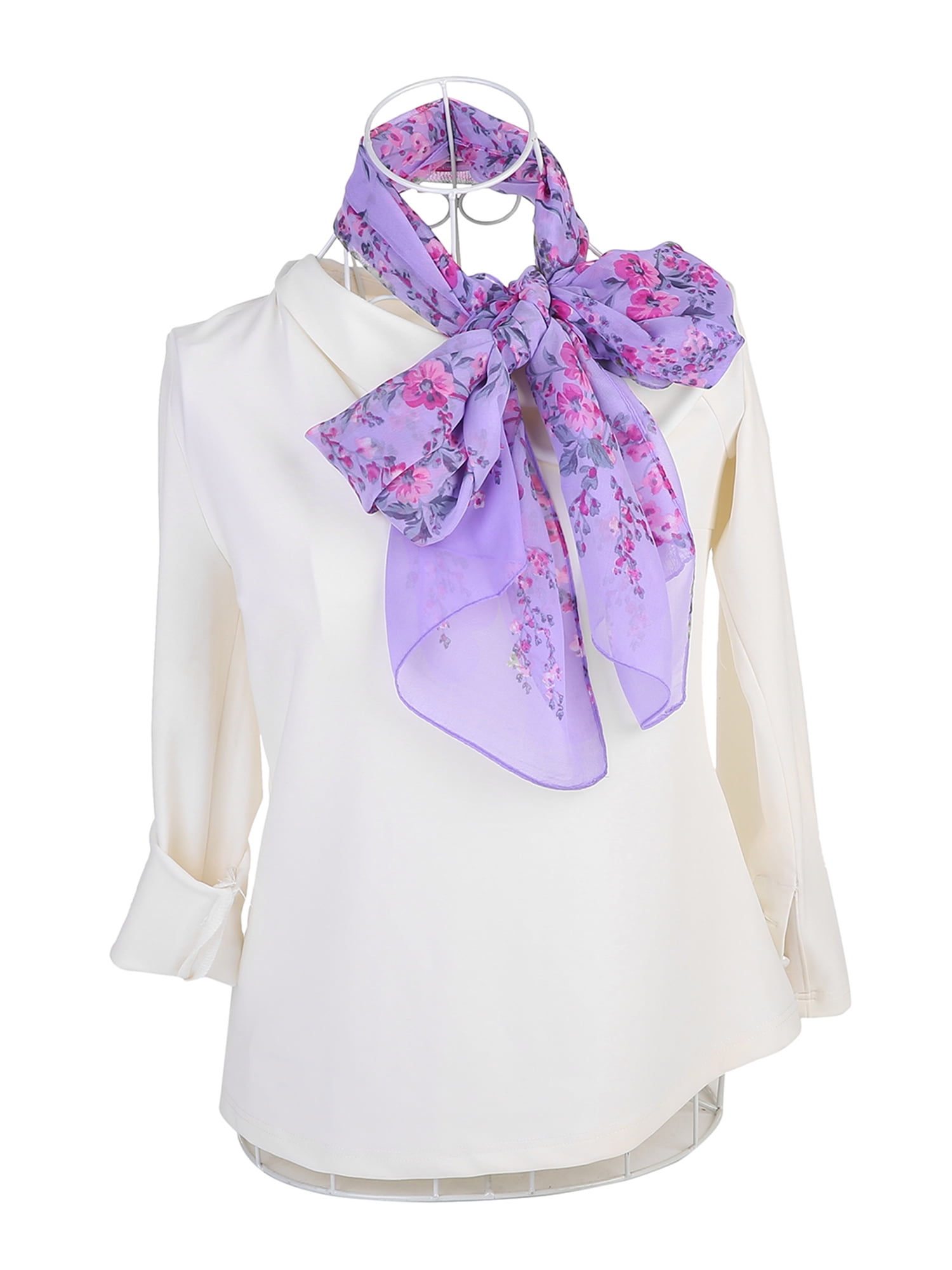 Unique Bargains Long Chiffon Shawls Beach Scarf Silk Scarf Floral Print Scarves for Women