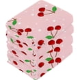 thumbnail image 3 of Dreamtimes 4 PCS Cherry White Dot Pattern Washcloths, 12 X 12 Inches Cotton Wash Cloths, Highly Absorbent and Soft Face Towels for Bathroom,Gym,Hotel and Spa, 3 of 7