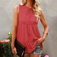 thumbnail image 2 of Gibobby Mujeres Sleeveveless Loose Tank V Cuck Straps Casual Flowy Tunic Camis Top(Rojo de la sandía,CH), 2 of 5