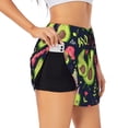 thumbnail image 1 of Balery Avocado Love Pantalones cortos deportivos para mujer con forro y dos bolsillos, elásticos, para entrenamiento, gimnasio, yoga-Large, 1 of 7