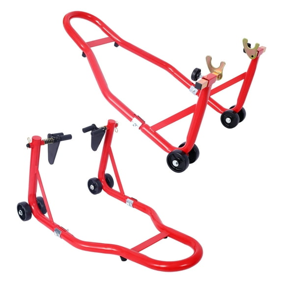 Motorcycle Stand 1000LB - Sport Bike Front & Rear Wheel Lift - Swingarm Paddock Stands - Black