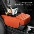 thumbnail image 2 of Car Center Console Cover Booster Multifunctional Car Center Console Cushion Pad with Cup Holder & Tissue Box & Side Pockets Arm Rest Cover for Car, Embossed, Beige, 2 of 13