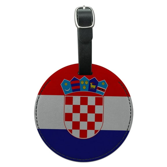 Graphics and More Croatia National Country Flag Round Leather Luggage ID Bag Tag
