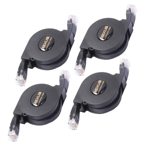 Cable Conector Ethernet Portátil 4pcs Cat Six Shamjiam Retráctil para Enrutador Escritorio Computadora Portátil