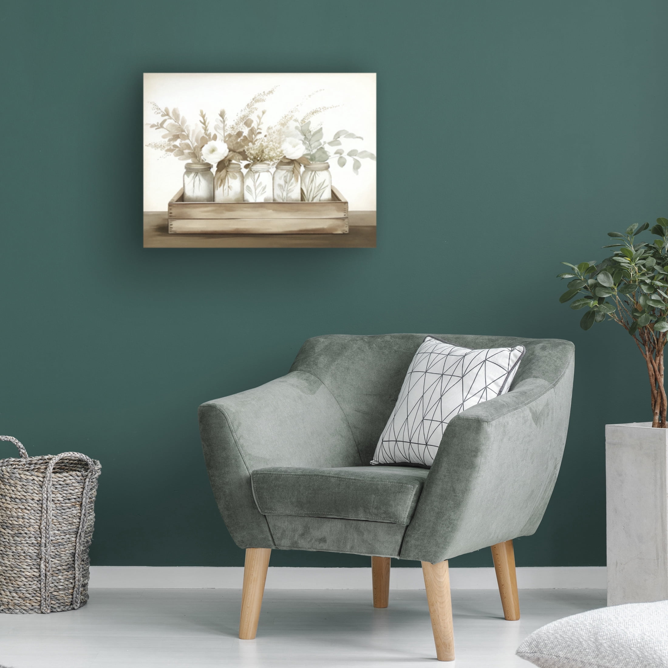 Canvas Wall Art - Sasha 'Mason Jars III' Wall Art for Living Room, Bedroom, or Office Décor by Trademark Fine Art - 24 x 18 Inches
