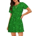 thumbnail image 1 of Disketp Green Glitter para Camisón Corto de Manga Corta para Mujeres, Camisón Cómodo con Escote Redondo, Bonito y Confortable, 1 of 6