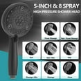 thumbnail image 5 of Replacement 5" Dual Shower Combo Faucet Tub Trim Kit for Delta 13/14 Series, High Pressure Round Rain Shower Head& Handheld Set Faucet System, Matte Black (Valve& Catridge Not Inclued), 5 of 9
