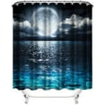 thumbnail image 2 of Cortina de ducha con diseño de luna llena sobre el océano, impermeable, de tela, para decoración de baño, con ganchos, 72 x 72 pulgadas, 2 of 4