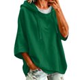 thumbnail image 5 of MOONDU Women's Short Sleeve Hoodie Hooded Sweatshirt Drawstring Pullover Solid Color Loose Fit Casual Summer Top for Gym Yoga Everyday Wear 8 Colors S-XXL, 5 of 7