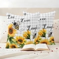 thumbnail image 3 of Sunflower Bee Outdoor Waterproof Pillow Covers, Grey Buffalo Checkered Botanical Floral Decorative Square Throw Pillowcase Sofa Cushion Sham for Patio/Couch/Chair, 24"x24" 2 Pack, 3 of 8