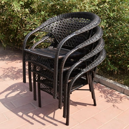 Adeco Brown Wicker 5-piece Dinning set - Dinning Chair