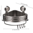 thumbnail image 3 of Triangle Suction Cup Shower Caddy, Corner Shower Caddy Suction Cup, No-Drill Corner Shower Organizer With Towel Bar & Hooks, Rust-Resistant Aluminum Bathroom Storage Shelf For Tile Glass, 3 of 9