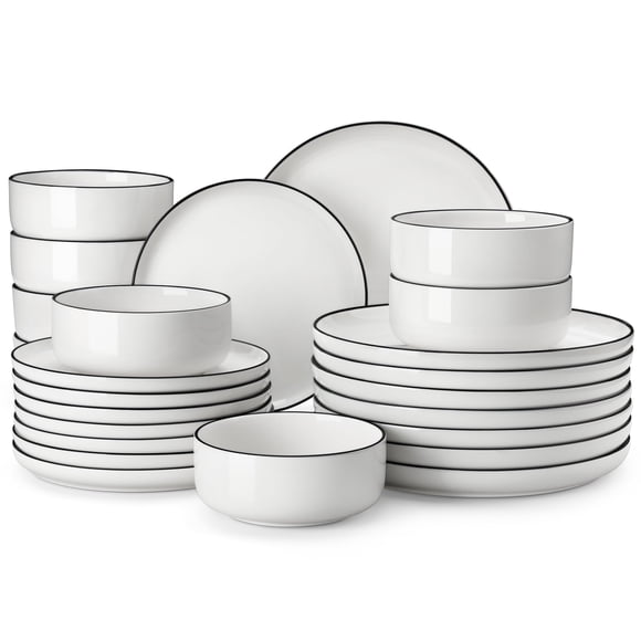 Juego de vajilla MALACASA Luna de porcelana blanca de 24 piezas