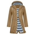 thumbnail image 6 of Dxzfnsa Raincoat Women Waterproof Long Hooded Rain Jacket Trench Coats Windbreaker Travel Jacket Plaid Drawstring Waistband Coats with Pockets S-2XL, 6 of 9