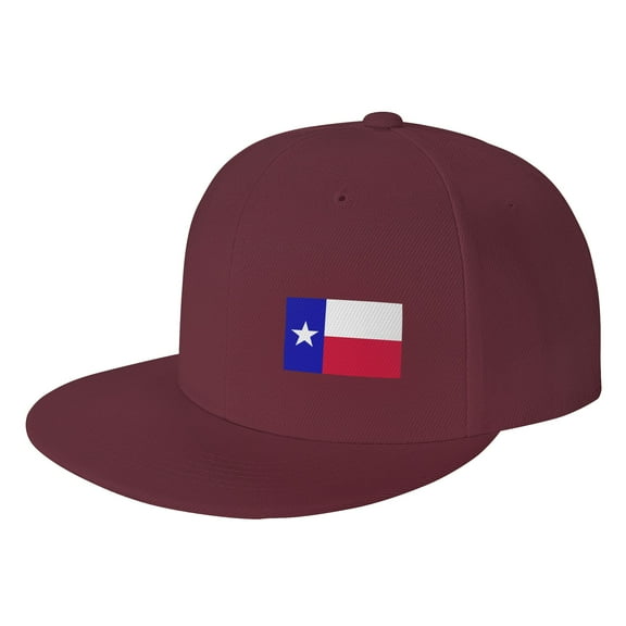 DouZhe Flat Brim Cap Snapback Hat, Texas State Lone Star Flag Prints Adjustable Red Adult Baseball Cap