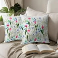 thumbnail image 5 of Tulip Floral Leaf Pillow Covers 20x20 Inch Set of 2 Spring Pink Purple Flowers Leaves Decorative Throw Pillows Seasonal Cotton Linen Pillow Cases Farmhouse Home Decor For Cushion Couch Sofa Outdoor, 5 of 6