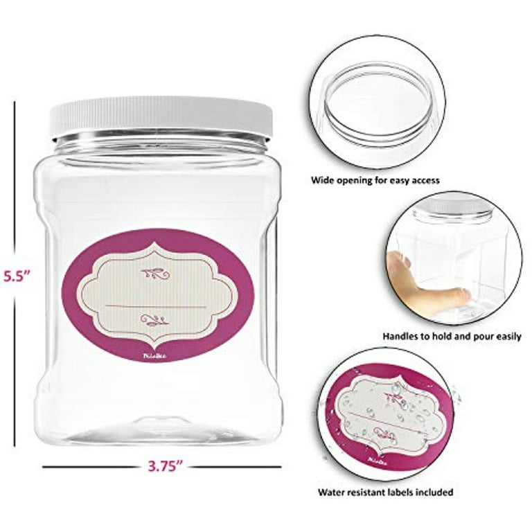 Hudson Exchange 1/2 Gallon Plastic Grip Jar with Cap (6 Pack), Food Grade  BPA Free PET, Clear