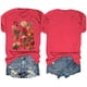thumbnail image 3 of Blusas de Verano de las Mujeres Flor Impresa Cuello Redondo Manga Corta Superior, Verano Superior de las Mujeres, 3 of 4