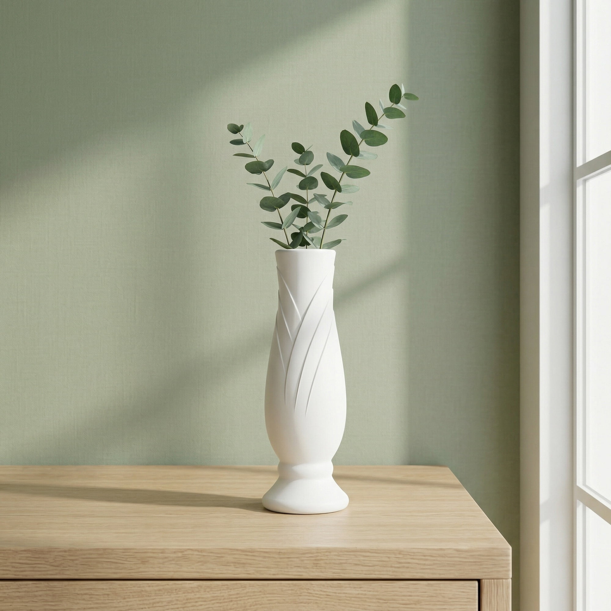 Unique Bargains Plastic Bud Vase Decorative for Home Decor White 2.8"L x 2.8"W x 7.9"H