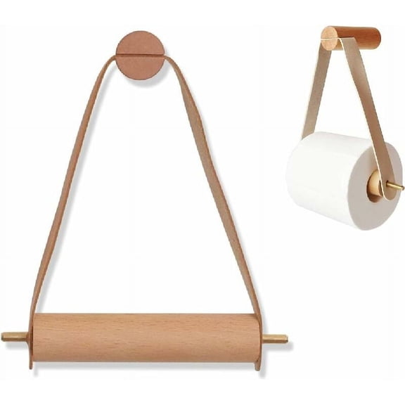 Roll Holder, Bathroom Paper Holder, Toilet Paper Holder, Wall Design and Synthetic Leather, for Bathroom, Kitchen, Toilet Paper, Bathroom Accessories