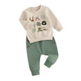 thumbnail image 2 of Douhoow Baby Boy Spring Outfits Long Sleeve Clover Letter Print Pullover Elastic Waist Pants 2Pcs Fall Clothes, 2 of 9
