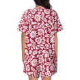thumbnail image 6 of Susaid Red Flowers Print Women's Pajama Set, Button-Up Sleepwear with Elastic Waist Shorts, Perfect for Lounging, Yoga, Beach, and Casual Wear-4X-Large, 6 of 7
