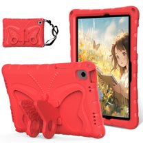 Dteck for Samsung Galaxy Tab A9 Case with Kickstand Butterfly Wings, Rugged Butterfly Kids Case Cover w/ Shoulder Strap for Galaxy Tab A9 8.7" Tablet SM-X110/X115/X117,Red