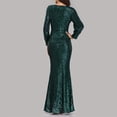 thumbnail image 4 of gakvbuo Fall Dresses for Women 2022 Wedding Guest Dresses for Womens Soild Sexy V-Neck Sequins Dress Long Sleeve formal Dresses Party Long Dresses, 4 of 4