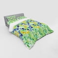 thumbnail image 3 of Watercolor Flower Duvet Cover Set, Orderly Symmetric Interlace Japanese Inspired Garden Flowers Hand Drawn, Bedding Set with Shams and Fitted Sheet, 3 Sizes, by Ambesonne, 3 of 3