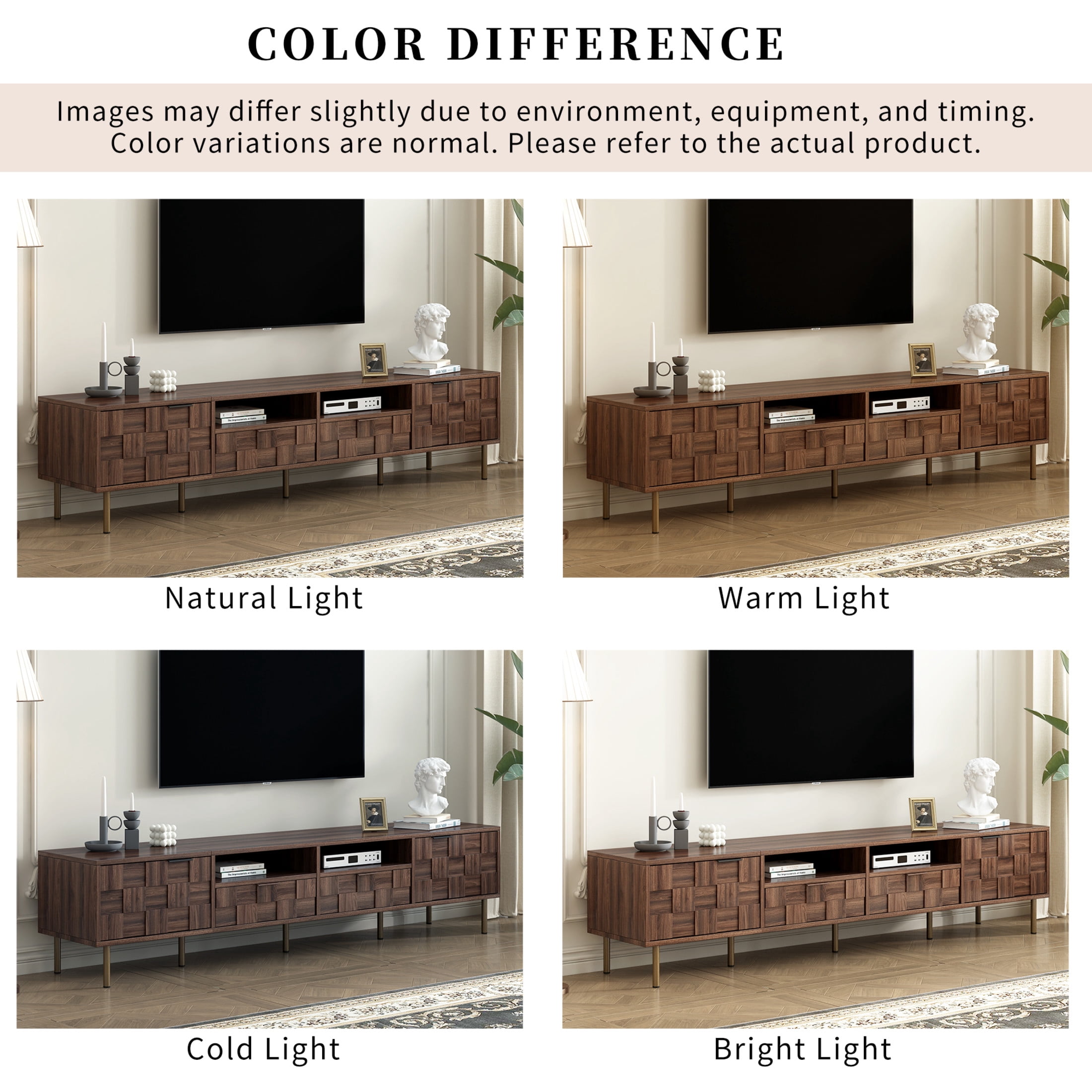 Noble House TV Stand for TVs up to 85 Inch with 2 Drawers and Storage Cabinets, Dark Brown