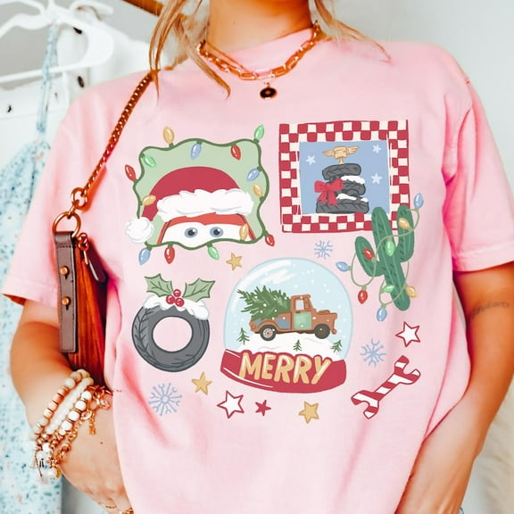 Comfort Color® Disney Cars Characters Christmas Shirt Lightening McQueen Christmas Gift Cars Movie Xmas shirt Disney Family trip