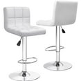thumbnail image 4 of Vineego Modern Square PU Leather Swivel Adjustable Bar Stool, Set of 2, Bar Stool for Kitchen Counter,White, 4 of 9