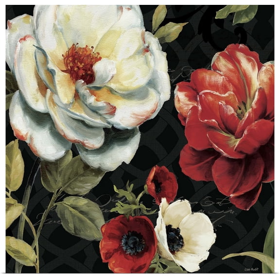 Great BIG Canvas | Rolled Lisa Audit Poster Print entitled Floral Story IV on Black