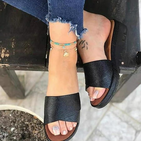 

Slippers for Women Gnobogi Womens Fashion Wedges Shoes Open Toe Thick Bottom Roman Slippers Beach Sandals