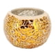 thumbnail image 2 of Portavelas de mosaico hecho a mano, exquisito y romántico candelabro de cristal dorado, portavelas para mesa de comedor, 2 of 8