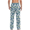 thumbnail image 2 of Floral Daisy Pattern Ghost Pajama Pants, Men's Lounge Pants Light with Drawstring and Pockets, Christmas New Year Birthday Father's Day Gifts, 2 of 7