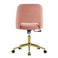 thumbnail image 3 of Home Office Chair, Velvet Computer Chair, Modern Upholstered Desk Chair Swivel Task Chair Living Room Chair Vanity Chair with Adjustable Height and Universal Wheels, Pink, 3 of 9