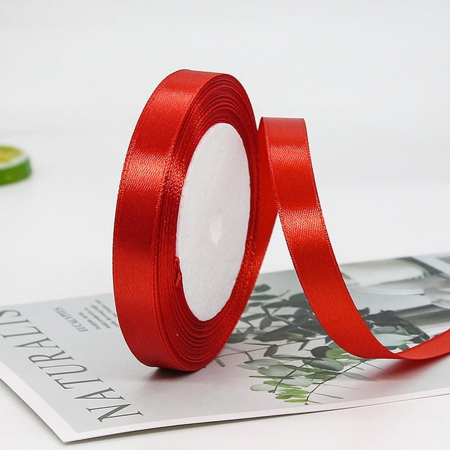Nvzi Cinta roja de 1,2 cm x 22 metros, 2 piezas - Hecha de cinta de poliéster, ideal para bodas, San Valentín, decoración navideña y para envolver ramos de novia.